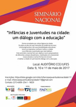 Cartaz do I Seminário Nacional “Infâncias e juventudes na cidade: um diálogo com a educação”